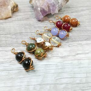 14 piece gemstone charm dangles, jewelry making supplies, 1"